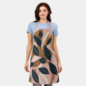 赤面ピンク金ゴールドボホ葉トレンディーコレクション エプロン (着用した状態)