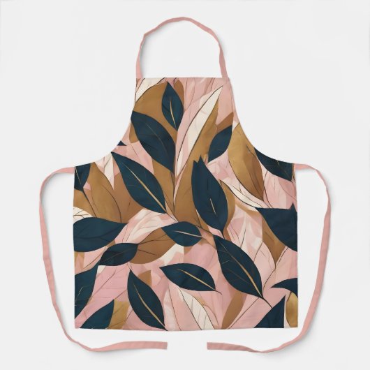 赤面ピンク金ゴールドボホ葉トレンディーコレクション エプロン (正面)