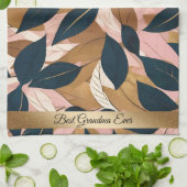 赤面ピンク金ゴールドボホ葉トレンディーコレクション キッチンタオル (折り畳み)