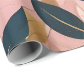 赤面ピンク金ゴールドボホ葉トレンディーコレクション ラッピングペーパー (ロールコーナー)