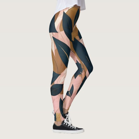 赤面ピンク金ゴールドボホ葉トレンディーコレクション レギンス (右)