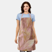 赤面ピンク金ゴールドボホ葉モダンコレクション エプロン (着用した状態)