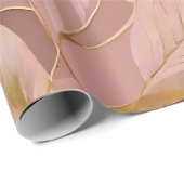 赤面ピンク金ゴールドボホ葉モダンコレクション ラッピングペーパー (ロールコーナー)