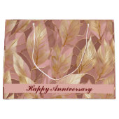 赤面ピンク金ゴールドボホ葉モダンコレクション ラージペーパーバッグ (正面)