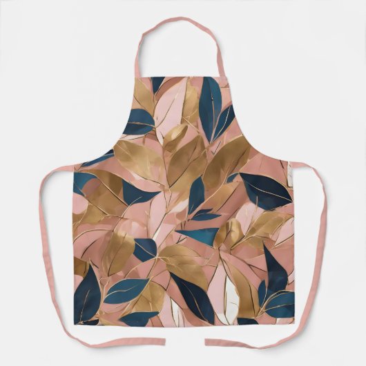 赤面ピンク金ゴールドボホ葉人気があるコレクション エプロン (正面)