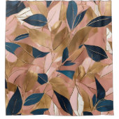 赤面ピンク金ゴールドボホ葉人気があるコレクション シャワーカーテン (正面)