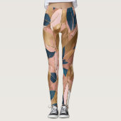 赤面ピンク金ゴールドボホ葉人気があるコレクション レギンス (正面)