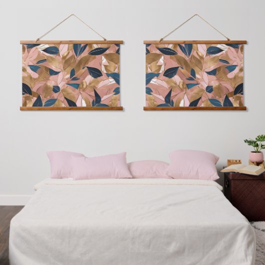 赤面ピンク金ゴールドボホ葉人気があるコレクション 吊り下げ型タペストリー (寝室)