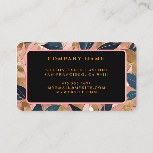 赤面ピンク金ゴールドボホ葉人気があるコレクション 名刺 (裏面)