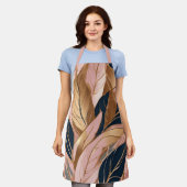 赤面ピンク金ゴールドボモダンホ葉コレクション エプロン (着用した状態)