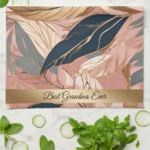 赤面ピンク金ゴールドボモダンホ葉コレクション キッチンタオル (折り畳み)