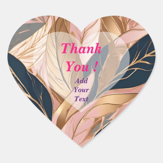 赤面ピンク金ゴールドボモダンホ葉コレクション ハートシール (正面)