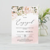 赤面ピンク金ゴールドボーフローラ婚約パーティ 招待状 (スタンド正面)