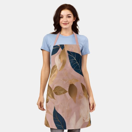 赤面ピンク金ゴールドボー離れホ人気があるコレクション エプロン (着用した状態)