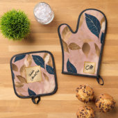 赤面ピンク金ゴールドボー離れホ人気があるコレクション 鍋つかみ&鍋敷きセット (トップダウン)