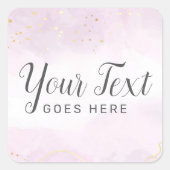 赤面ピンク金ゴールドマーブルモダンシスタイリッシュックカスタム スクエアシール (正面)