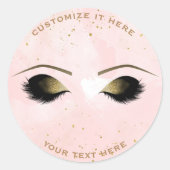 赤面ピンク金ゴールドメイクアップまつげ美しいパーティー ラウンドシール (正面)