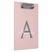 赤面ピンク金ゴールドモダンスクリプガーリートモノグラム名 クリップボード (右)
