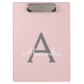 赤面ピンク金ゴールドモダンスクリプガーリートモノグラム名 クリップボード (正面)