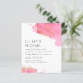 赤面ピンク金ゴールドモダン予算結婚式招待状 (スタンド正面)