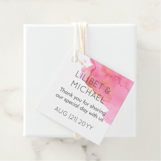 赤面ピンク金ゴールドモダン結婚式の引き出物ギフト フェイバータグ (インサイチュ)