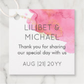 赤面ピンク金ゴールドモダン結婚式の引き出物ギフト フェイバータグ (正面)