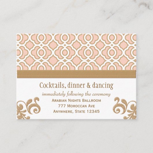 赤面ピンク金ゴールドモロッコ披露宴エンクロージャカード エンクロージャーカード (正面)