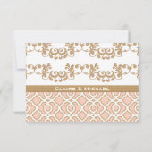 赤面ピンク金ゴールドモロッコ結婚の応答カード 出欠カード (裏面)