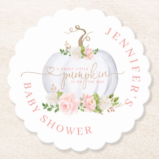 赤面ピンク金ゴールドリトルカボチャ ペーパーコースター (正面)