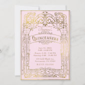 赤面ピンク金ゴールドヴィンテージビクトリアンデコキンセアニラ 招待状 (正面)