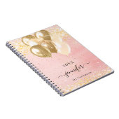赤面ピンク金ゴールド名スパークルズバルーン ノートブック (右側)