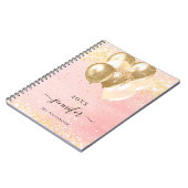 赤面ピンク金ゴールド名スパークルズバルーン ノートブック (左側)