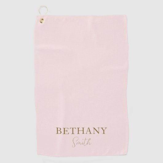 赤面ピンク金ゴールド名 ゴルフタオル (正面)