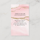 赤面ピンク金ゴールド大理石アゲートヘアメイクアップモノグラム 名刺 (裏面)