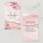 赤面ピンク金ゴールド大理石アゲートヘアメイクアップモノグラム 名刺 (正面/裏面)