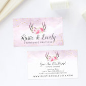 赤面ピンク金ゴールド大理石素朴フローラ〔雄ジカの〕枝角シック 名刺