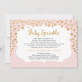 赤面ピンク金ゴールド女の子ベビー振りかけの招待状、ベビー#2 招待状 (正面)