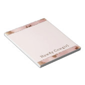 赤面ピンク金ゴールド女性のカーボーイ牛革 ノートパッド (アングル)