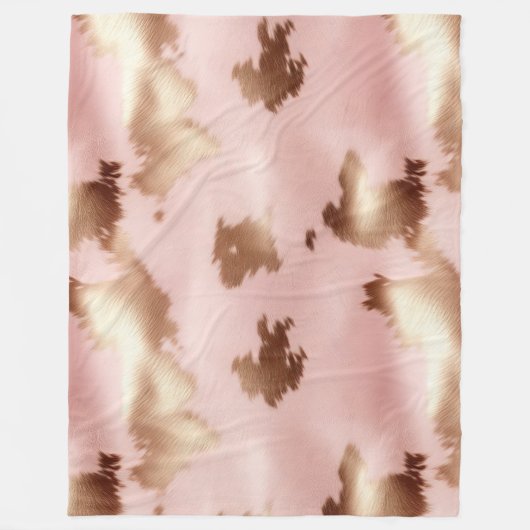 赤面ピンク金ゴールド女性のカーボーイ牛革 フリースブランケット (正面)