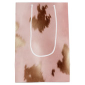 赤面ピンク金ゴールド女性のカーボーイ牛革 ミディアムペーパーバッグ (裏面)