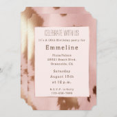 赤面ピンク金ゴールド女性のカーボーイ牛革 招待状 (正面/裏面)