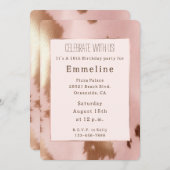 赤面ピンク金ゴールド女性のカーボーイ牛革 招待状 (正面/裏面)