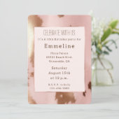 赤面ピンク金ゴールド女性のカーボーイ牛革 招待状 (スタンド正面)