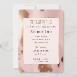 赤面ピンク金ゴールド女性のカーボーイ牛革 招待状