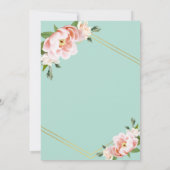 赤面ピンク金ゴールド幾何学模様ミントグリーンブライダルシャワー 招待状 (裏面)