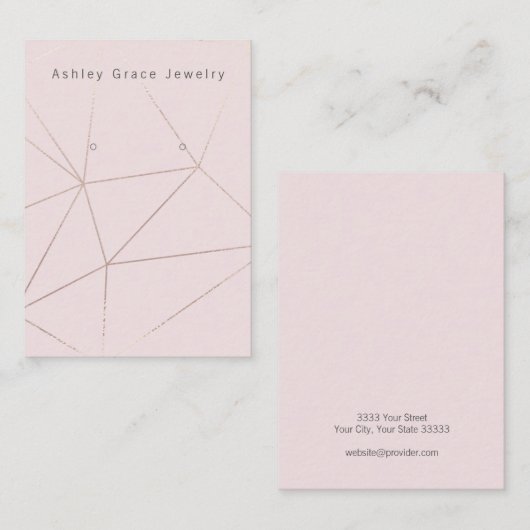 赤面ピンク金ゴールド幾何学的イヤリングカード 名刺 (正面/裏面)