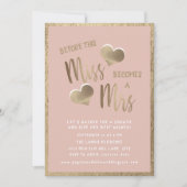 赤面ピンク金ゴールド恋しく思ハートミセスブライダルシャワー 招待状 (正面)