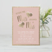 赤面ピンク金ゴールド恋しく思ハートミセスブライダルシャワー 招待状 (スタンド正面)