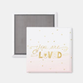 赤面ピンク金ゴールド愛されるハート グラデーション マグネット (正面/裏面)