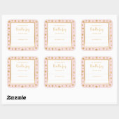赤面ピンク金ゴールド星ベビーシャワー蔵書票 スクエアシール (シート)